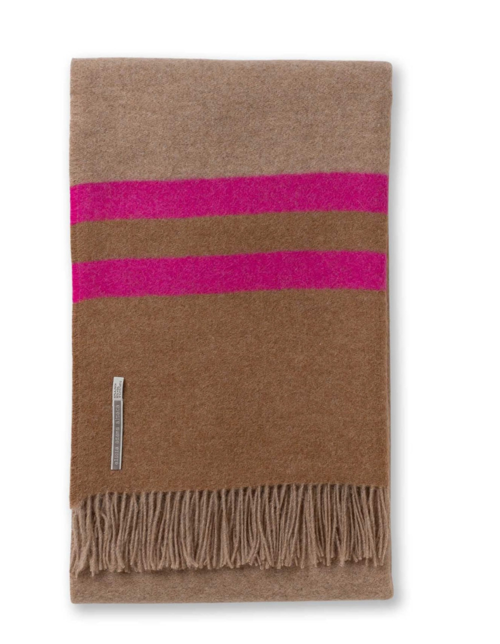 Alicia Adams Alpaca Throw Camel Hot Pink Stripe Fringe Equestrian Peru 51x63